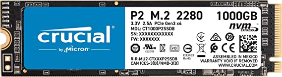 Crucial P2 1TB PCIe M.2 2280SS SSD Hard Drive