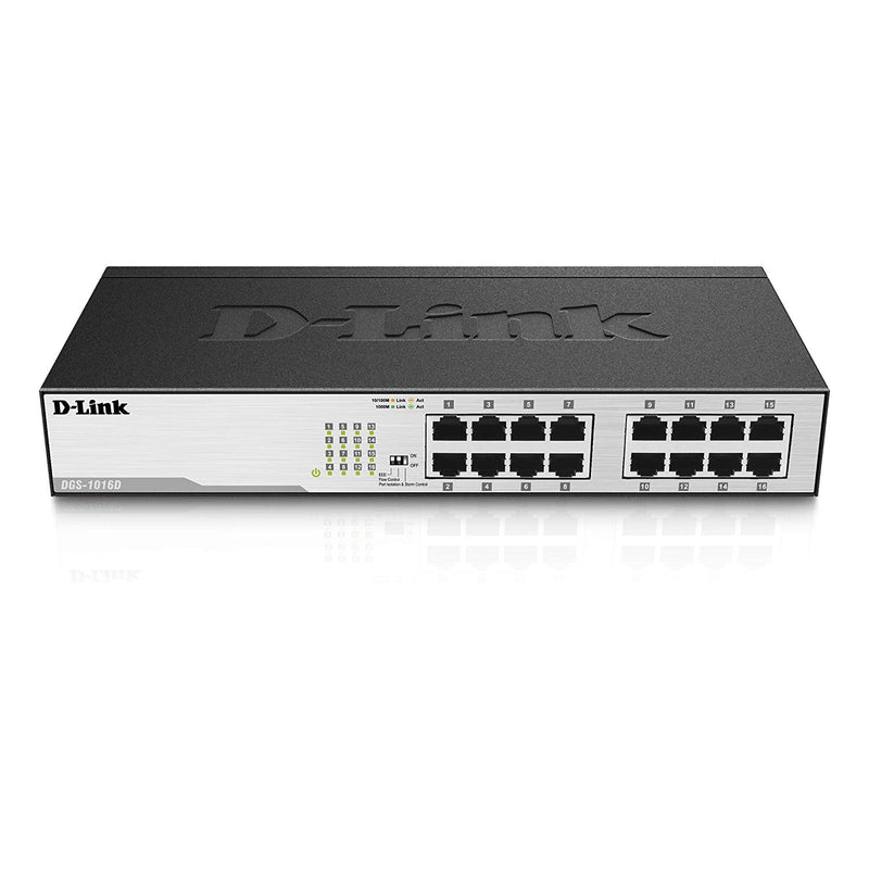 D-Link 16-Port Gigabit Unmanaged Desktop or Rackmount Switch (DGS-1016D)
