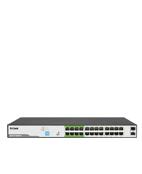 D-Link DGS-F1026P 250 Meter support 24-Port 1000Mbps PoE Switch with 2 SFP Ports