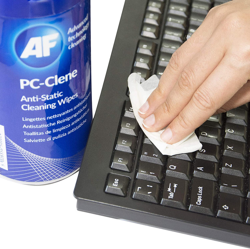 Fellowes Cleaning AF PC Clene (PCC025P) -  Anti-Static Cleaning Wipes for Computers and Electronics, Pack of 100