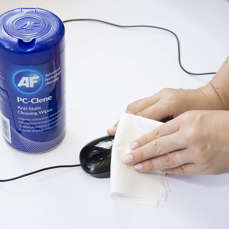 Fellowes Cleaning AF PC Clene (PCC025P) -  Anti-Static Cleaning Wipes for Computers and Electronics, Pack of 100