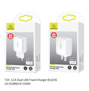 USAMS CC090 T24 2.1A Dual USB Travel Charger (EU) Plug Portable Cell Phone fast Wall Travel Charger Adapter (CC90TC01)
