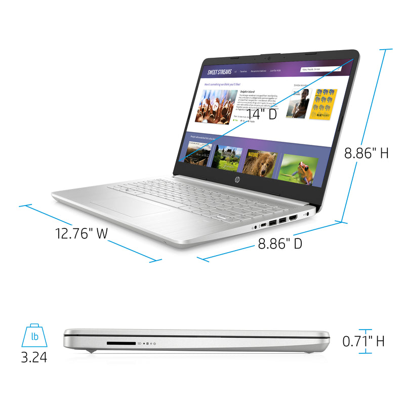 HP 14 (39K15UA) - 14" Inch Display, 11th Generation Intel Core i3, 4GB RAM/ 256GB Solid State Drive