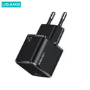 USAMS US-CC140 T42 25W Super Si PD Fast Charger (EU) 25W PD Charger with Tpye-C port universal travel mini adapter(CC140TC01)
