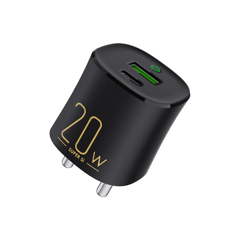 Itel ICW-201  Fast Charger - Plug Type: UK Type, Input: 100-240V, Output :USB-A+TYPE-C:5V=3A