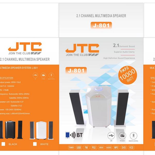 JTC J801 2.1 Channel Multimedia Speaker- Black