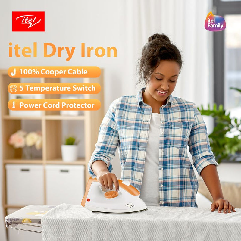 Itel 1000W Non-Stick Soleplate Electric Dry Iron Box