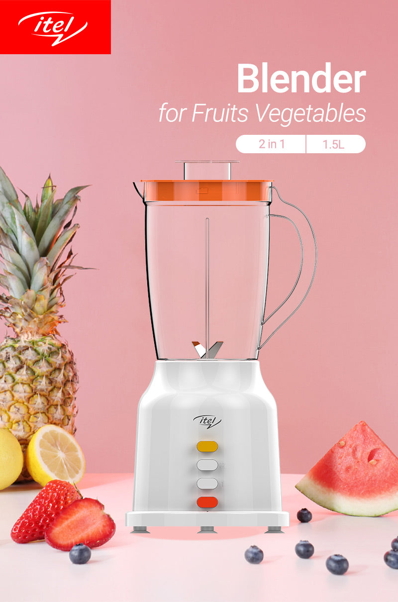 Itel IBL30U1 Button Control Unbreakable Blender, 4 Stainless Steel Blades with Free Dry Mill