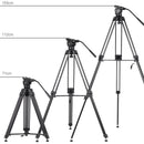 Kingjoy VT-2500+VT-2510 Professional Video/Camera Tripod Kit - 360°Panorama Pan Fluid Ball Head for DSLR Camera Video Recorder DV Max Height 61 Inch Max Load 15KG