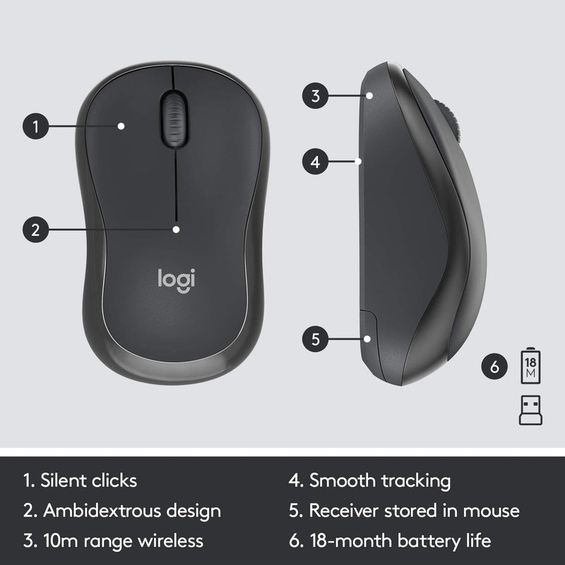 Logitech MK295 Wireless Mouse & Keyboard Combo with Silent Touch Technology