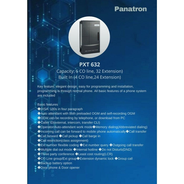 Panatron PXT632 PABX Capability 6 Line 32 Extension