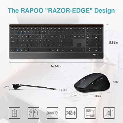 Rapoo Multi-mode Wireless Ultra-slim Keyboard & Mouse combo - 9500M