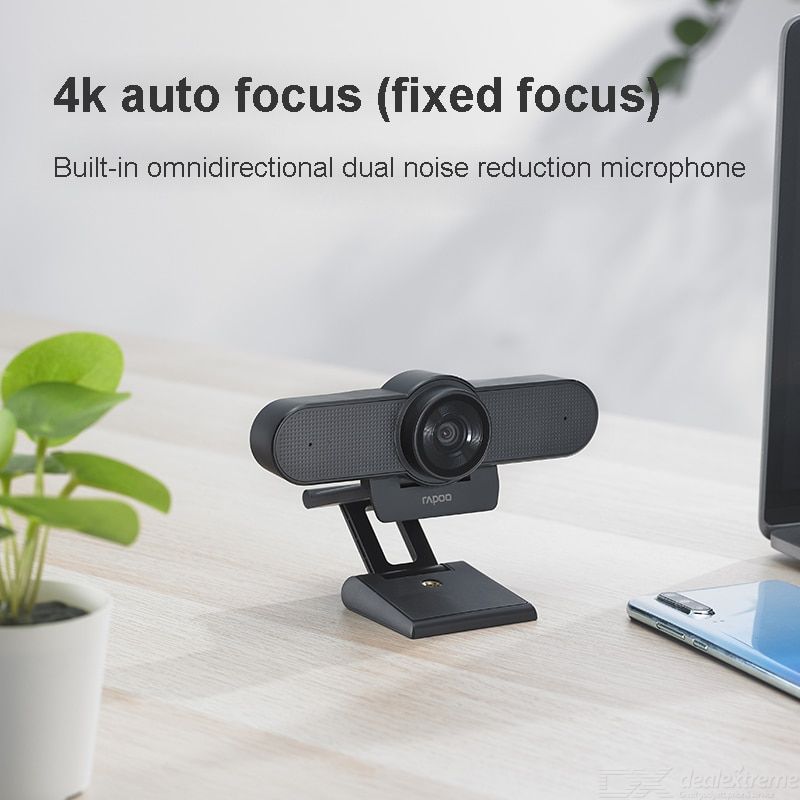 Rapoo C500 4K Webcam 80° Wide Angle Auto Focus Web Camera with Noise-canceling Microphones