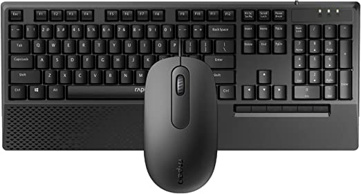 Rapoo Wired Keyboard & Mouse Desktop Combo Set, Black -  NX2000