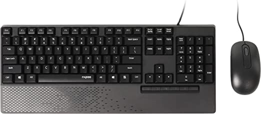 Rapoo Wired Keyboard & Mouse Desktop Combo Set, Black -  NX2000