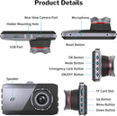 Relee Three Cameras 4''inch Tripple Lens Car Dash Cam 