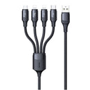 USAMS US-SJ516 U73 Type-C / USB-C + Micro USB + Dual 8 Pin Multi-function Aluminum Alloy Charging Data Cable, Length: 1.2m(SJ516USB01)