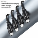 USAMS US-SJ516 U73 Type-C / USB-C + Micro USB + Dual 8 Pin Multi-function Aluminum Alloy Charging Data Cable, Length: 1.2m(SJ516USB01)