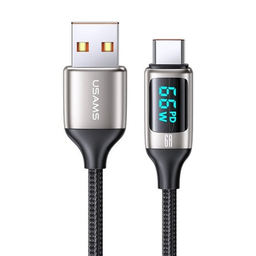 USAMS US-SJ544 U78 6A Type-C / USB-C Aluminum Alloy Digital Display Fast Charging Data Cable(SJ544USB01)