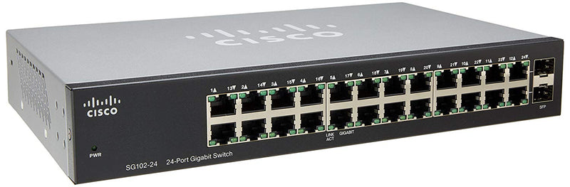 Cisco Compact 24-Port Gigabit Switch with 2 Combo Mini-GBIC Ports (SG102-24-NA)