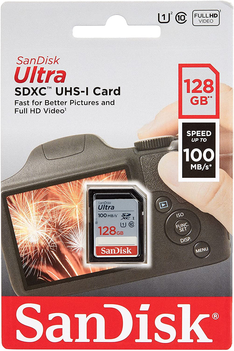 SanDisk 128GB Ultra SDXC UHS-I Memory Card – 100MB/s, C10, U1, Full HD, SD Card – SDSDUNR-128G-GN6IN