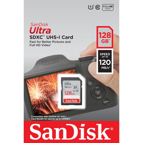SanDisk Ultra SDXC 128GB 120MB/s Class 10 UHS-I Memory Card (SDSDUN4-128G-GN6IN)