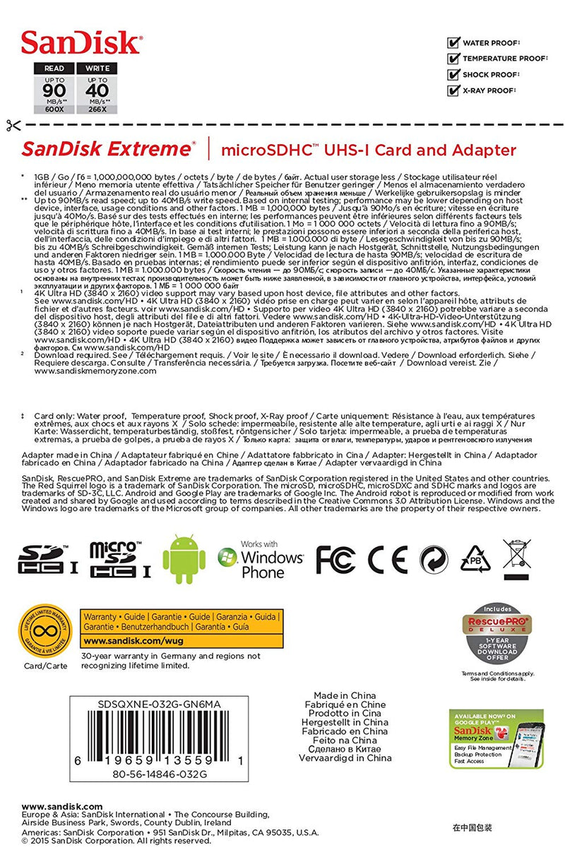 Sandisk 32GB Ultra MicroSDHC card with Adapter for phone