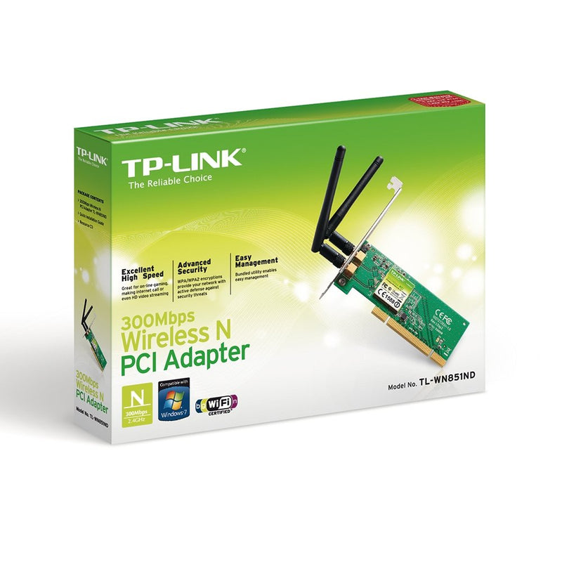 TP-Link Wireless N300 PCI Adapter, 2.4GHz 300Mbps - TL-WN851ND