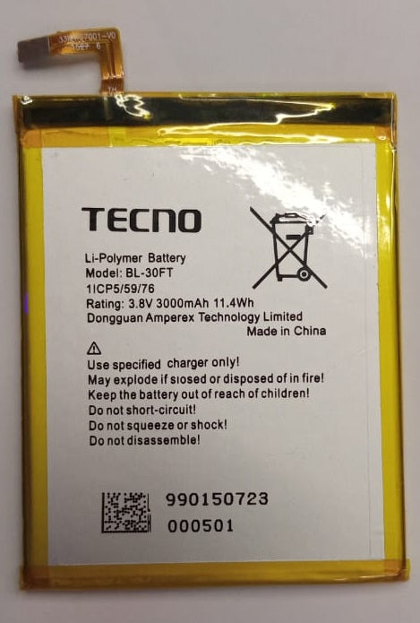 Tecno Phantom 5 , A5 (BL-30FT)  Replacement Battery