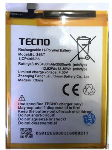 Tecno K9 (BL-34AT) Replacement Battery 