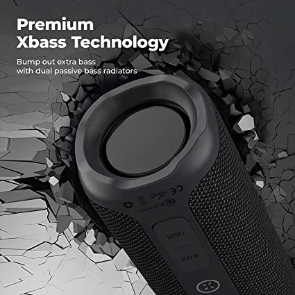 Tribit StormBox 24W IPX7 Waterproof Bluetooth Speaker - Super Bass, Dual Pairing, 20-Hour Playtime, 66ft range, 360° Full Surround Sound