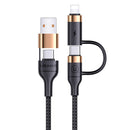 US-SJ483 U62 USB + Type-C to Type-C + Lightning PD Fast Charging & Data Cable(SJ483USB01)
