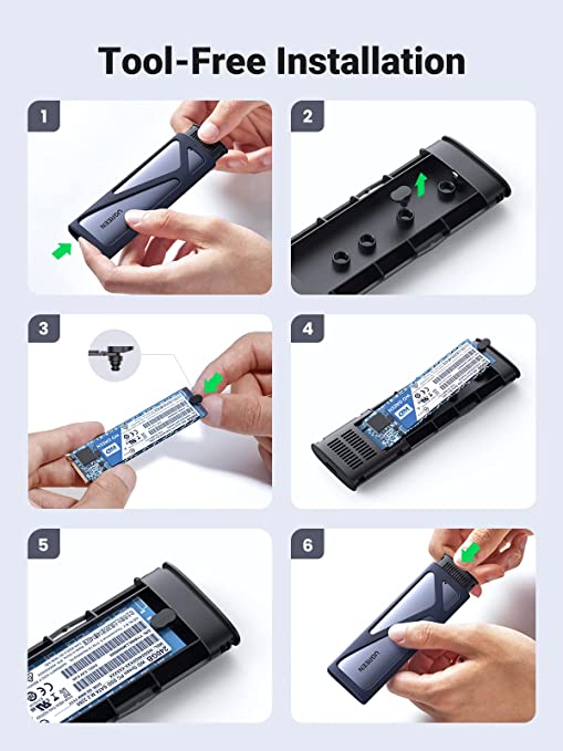 UGREEN M.2 NVME SATA SSD Enclosure, USB C 3.1 Gen 2 (CM400)