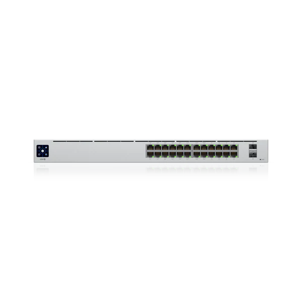 Ubiquiti UniFi (USW-24-POE) 24-Port PoE Switch - Port/Expansion Slot Details: 8 x Gigabit Ethernet Network, 16 x Gigabit Ethernet PoE+