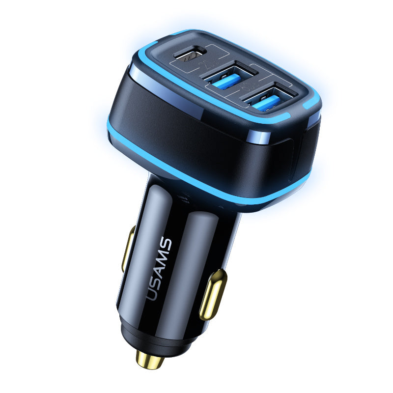 USAMS Super Mini High Quality Best Price US-CC126 C24 80W 3 Ports Fast Car Charger(CC126TC01)