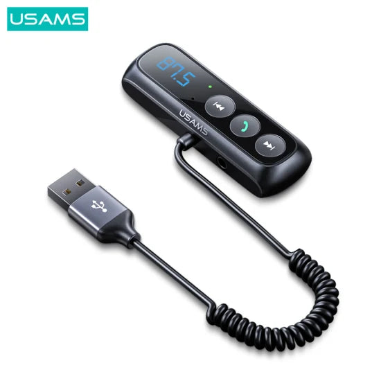 USAMS SJ503 Car Digital Display FM Wireless Audio Receiver BT5.0, wireless charger receiver transmitter and receiver(SJ503JSQ01)