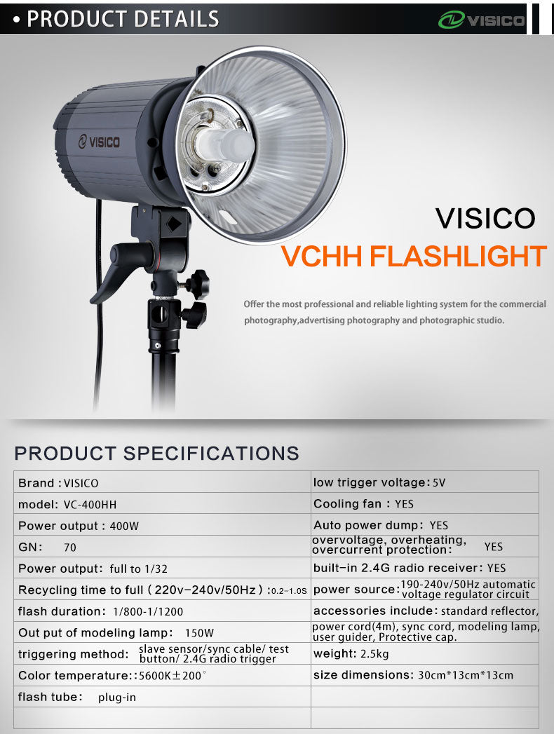 Visico VC-600 HH Softbox Studio Light Kit