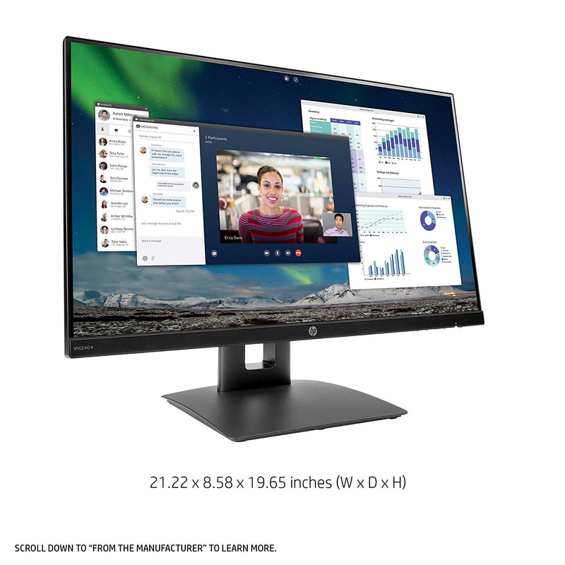 HP VH240a - 23.8-inch FHD IPS Monitor (1KL30AS) with Tilt/Height Adjustment and Built-in Speakers