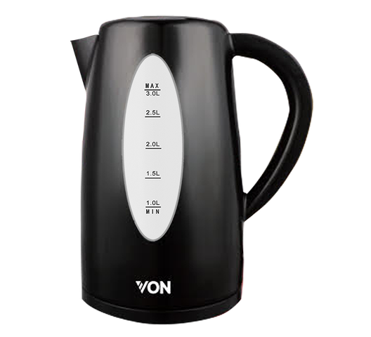 Von VSKL03BNK 3 Liters Cordless Kettle - 2200W, Safety lock lid and open lid automatically