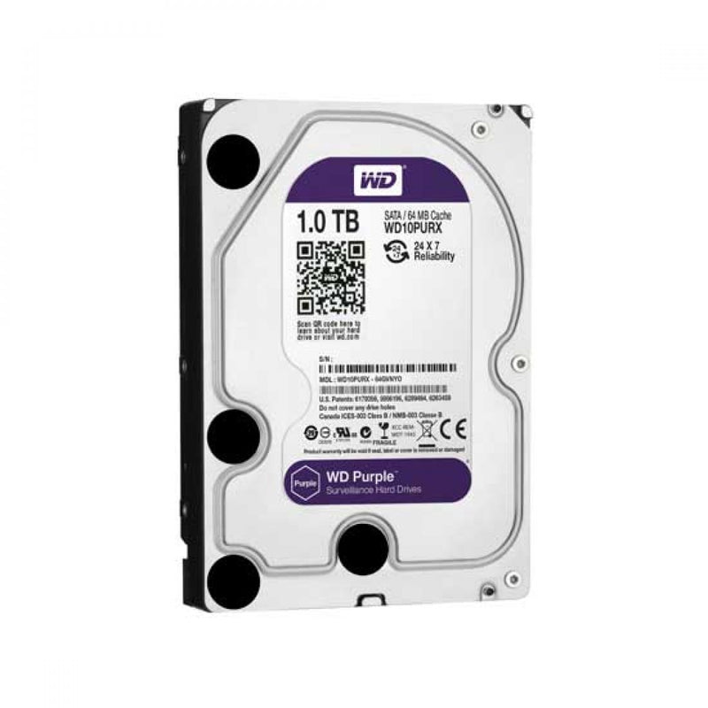 WD Purple 1TB Surveillance Hard Drive (WD10PURZ)- 64 MB, 5400 rpm