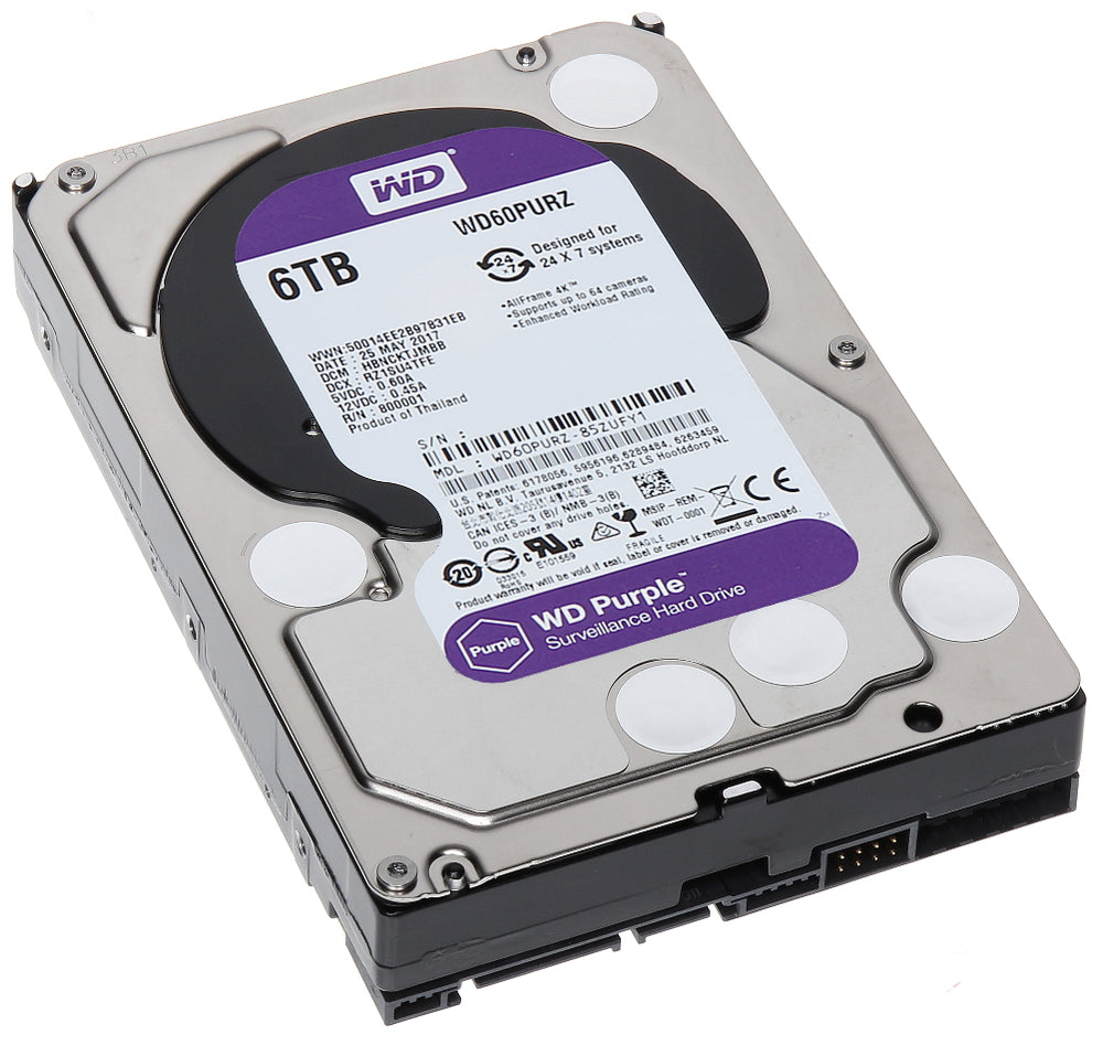 WD Purple Surveillance Hard Drive 6TB 64MB 5700rpm