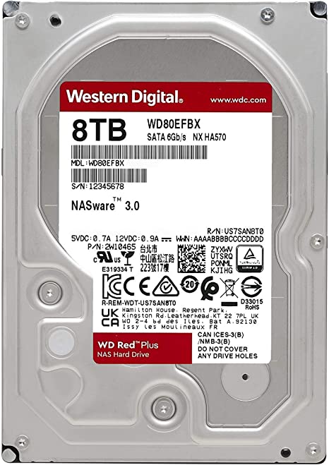 Western Digital 8TB Red, NAS Internal Hard Drive – (WD80EFBX)