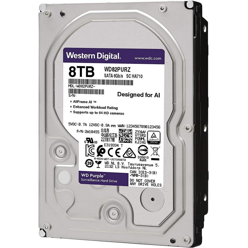 Western Digital 8TB WD Purple Surveillance Internal Hard Drive (WD82PURZ)