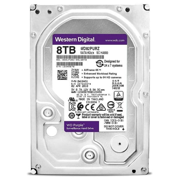 Western Digital 8TB WD Purple Surveillance Internal Hard Drive (WD82PURZ)