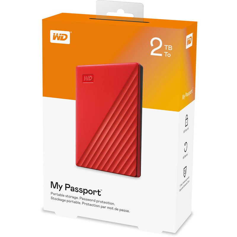 WD 2TB My Passport USB 3.2 Gen 1 External Hard Drive Red (WDBYVG0020BRD-WESN)