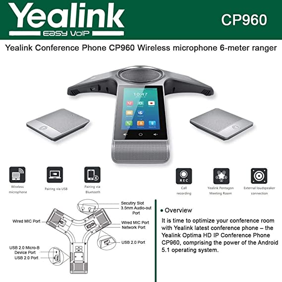 Yealink CP960 Wireless Mic Optima HD IP Conference IP Phone