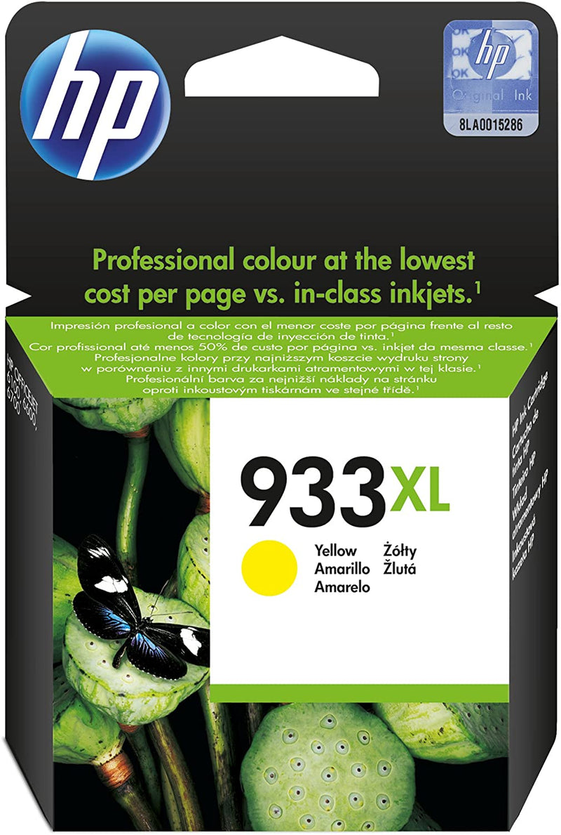 HP 933XL High Yield Yellow Original Ink Cartridge, CN056AE