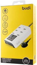 Budi Home Charger - With Socket 1.8M Extension ,  6 USB Sockets