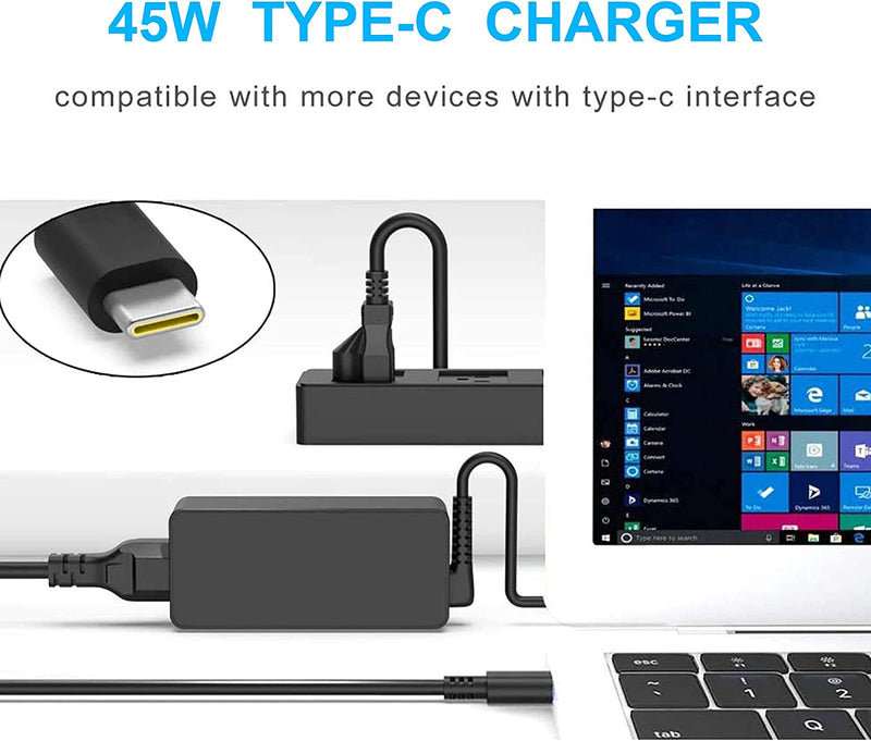 HP USB 45W USB-C AC Adapter Laptop Charger for HP Chromebook X360 14 G5 14-ca061dx 14-ca060nr 14-CA000 11-AE000 14-ca051wm 14-ca091wm - A-07-HP-20