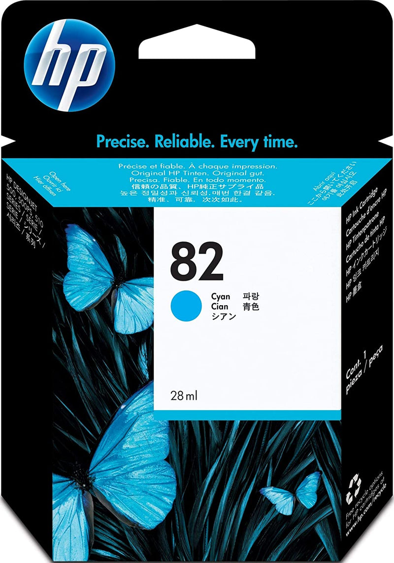 HP 82 28-ml Cyan DesignJet Ink Cartridge, CH567A